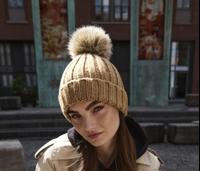 FAUX FUR POP POM CHUNKY BEANIE BEECHFIELD BF412