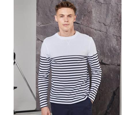 LONG SLEEVED BRETON STRIPED T FRONT ROW FR134