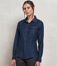 Ladies Jeans Stitch Denim Shirt Premier PR322