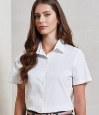 Ladies Short Sleeve Stretch Fit Poplin Shirt Premier PR346