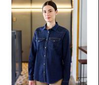 WOMEN'S LONG-SLEEVE STRETCH DENIM SHIRT VELILLA V5007S