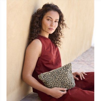 LEOPARD PRINT CANVAS ACCESSORY BAG WESTFORD MILL WM330