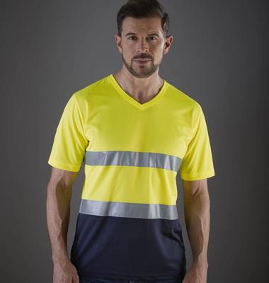 HI-VIS TOP COOL V-NECK T-SHIRT YOKO YK910